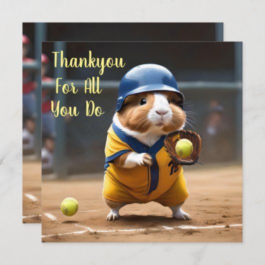 ソフトボールのスーパースター:モルモットのすごいゲーム。 サンキューカード (正面/裏面)