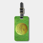 ソフトボールのダーティ名チーム番号ボールの荷物タグ ラゲッジタグ (正面縦)
