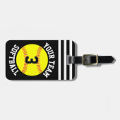 ソフトボールのチーム名と選手ナンバーFastpitchバッグ ラゲッジタグ (正面横)