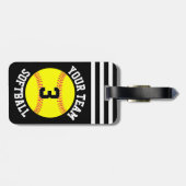 ソフトボールのチーム名と選手ナンバーFastpitchバッグ ラゲッジタグ (裏面横)