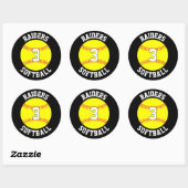 ソフトボールのチーム名と選手パーソナライズされた番号 ラウンドシール (シート)