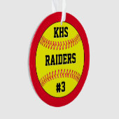 ソフトボールのチーム名、学校書簡、プレーヤー番号 オーナメント (正面)