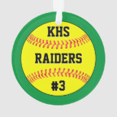 ソフトボールのチーム名、学校書簡、プレーヤー番号 オーナメント (裏面)