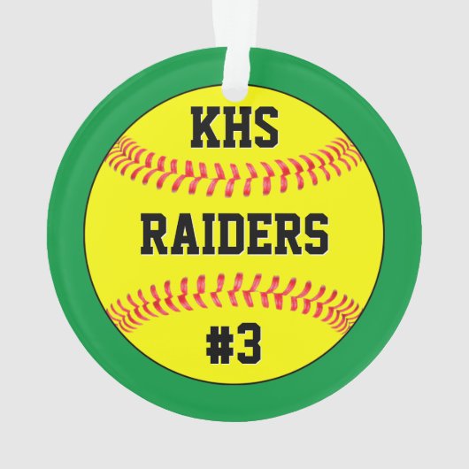ソフトボールのチーム名、学校書簡、プレーヤー番号 オーナメント (裏面)