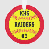 ソフトボールのチーム名、学校書簡、プレーヤー番号 オーナメント (正面)