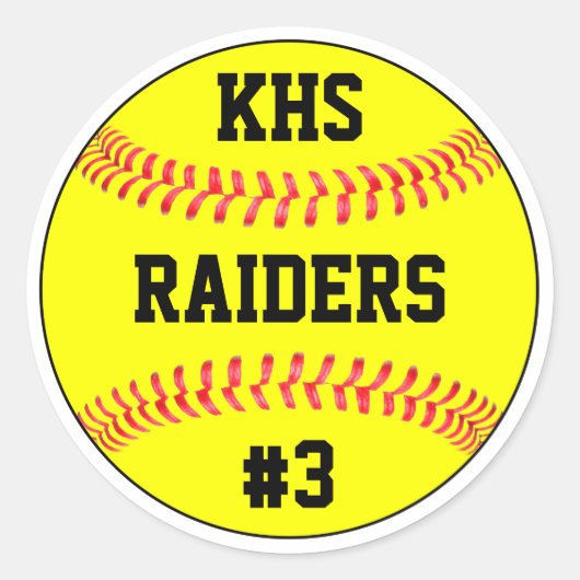 ソフトボールのチーム名、学校書簡、プレーヤー番号 ラウンドシール (正面)