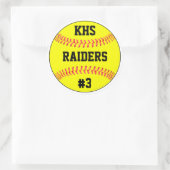 ソフトボールのチーム名、学校書簡、プレーヤー番号 ラウンドシール (バッグ)