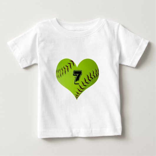 ソフトボールのハートの子供のTシャツ ベビーTシャツ (正面)