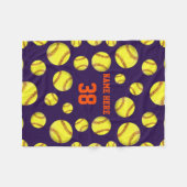 ソフトボールのフリースのブランケット、あなたの色、文字 フリースブランケット (正面(横))