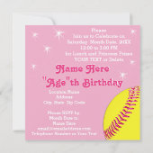 ソフトボールのプリンセスのソフトボールの誕生日の招待状 招待状 (裏面)