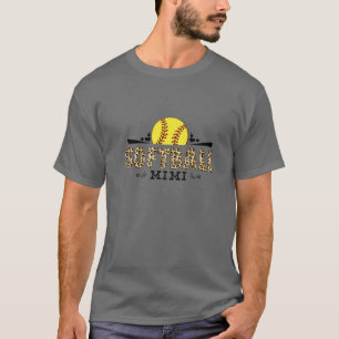 ソフトボールのミミヒョウ柄の母の日の恋人 Tシャツ