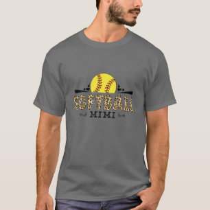 ソフトボールのミミヒョウ柄の母の日の恋人 Tシャツ