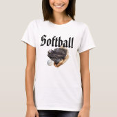 ソフトボールのロゴと手袋 Tシャツ (正面)
