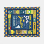 ソフトボールの女の子がサンシャイン フリースブランケット (正面(横))