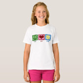 ソフトボールの愛と平和 可愛い女子チーム Tシャツ (正面フル)