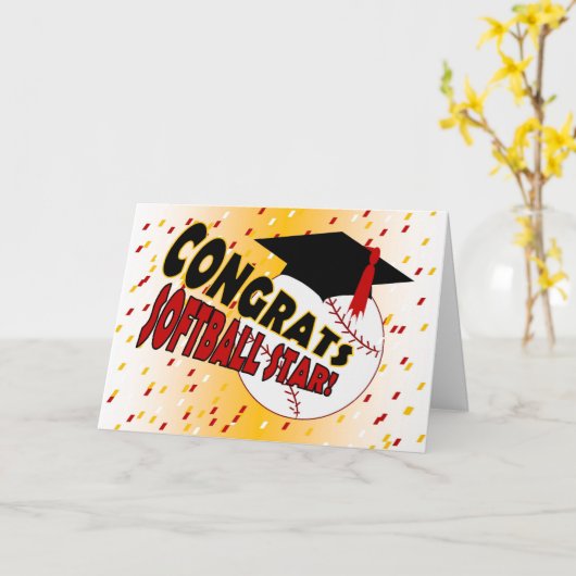 ソフトボールの星のための卒業のお祝い カード (黄色い花)