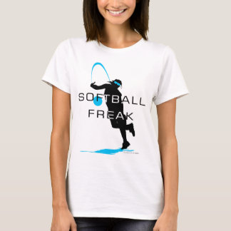 ソフトボールの異常で青い水差しのソフトボールのTシャツ Tシャツ