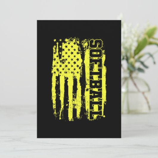 ソフトボールの米国国旗のソフトボール選手 サンキューカード (スタンド正面)