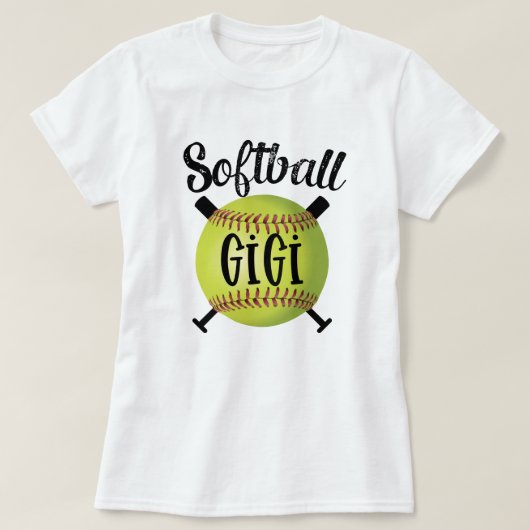 ソフトボールのGigiレディース祖母の孫娘のゲーム Tシャツ (デザイン正面)