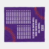 ソフトボールまたは野球のコーチのギフト、あなたの色、文字 フリースブランケット (正面(横))