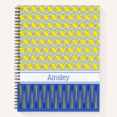 ソフトボールをテーマにしたパターン名前をカスタムする ノートブック (正面)