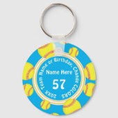 ソフトボールをテーマにしたパーティーが、あなたの色と文字を引き立てる キーホルダー (正面)