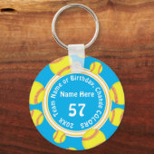 ソフトボールをテーマにしたパーティーが、あなたの色と文字を引き立てる キーホルダー (正面)