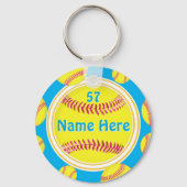 ソフトボールをテーマにしたパーティーが、あなたの色と文字を引き立てる キーホルダー (裏面)