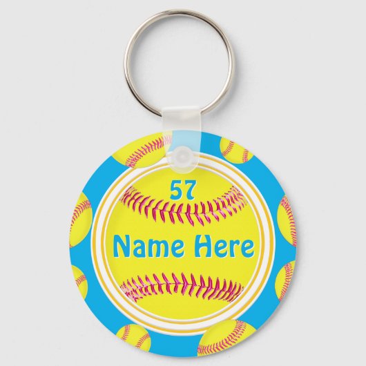 ソフトボールをテーマにしたパーティーが、あなたの色と文字を引き立てる キーホルダー (裏面)