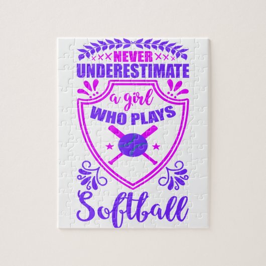 ソフトボールを持つ女の子を決して過小評価しな遊いこと ジグソーパズル (縦)