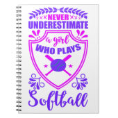 ソフトボールを持つ女の子を決して過小評価しな遊いこと ノートブック (正面)