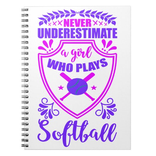 ソフトボールを持つ女の子を決して過小評価しな遊いこと ノートブック (正面)