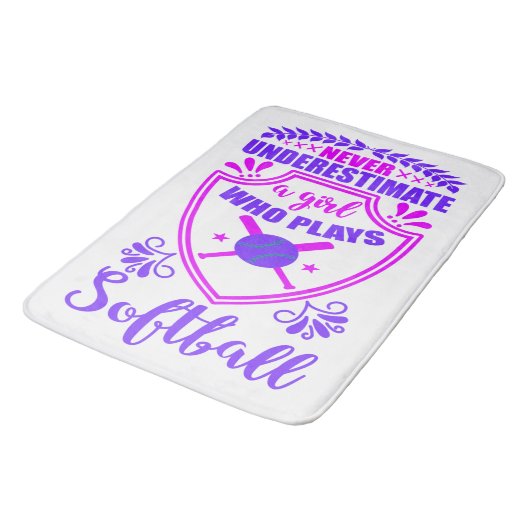 ソフトボールを持つ女の子を決して過小評価しな遊いこと バスマット (アングル)