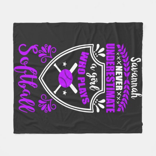 ソフトボールを持つ女の子を決して過小評価しな遊いこと フリースブランケット (正面(横))