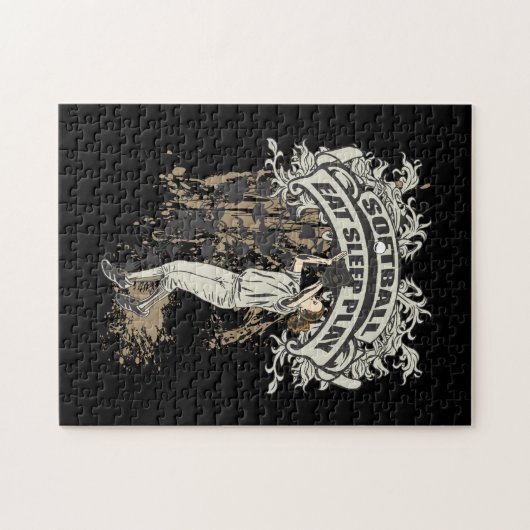 ソフトボールを食べて下さい、眠らせて下さい、遊んで下さい ジグソーパズル (横)