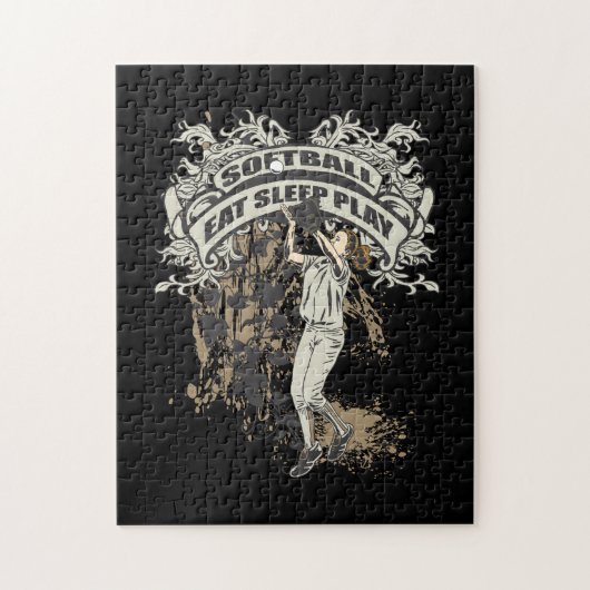 ソフトボールを食べて下さい、眠らせて下さい、遊んで下さい ジグソーパズル (縦)
