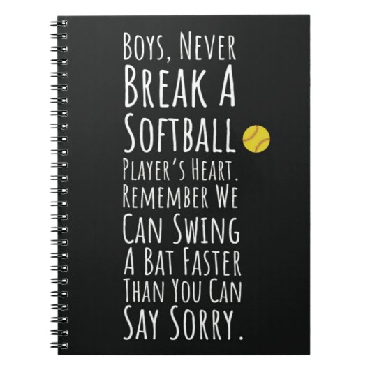 ソフトボールアクセサリーギフトスポーツアスリート ノートブック (正面)