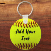 ソフトボールイエローソフトボールスポーツチームコーチ キーホルダー (正面)