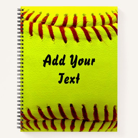 ソフトボールイエローソフトボールスポーツチームコーチ ノートブック (正面)