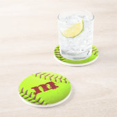 ソフトボールイエローファーストピッチ8U 10Uドリンクコースター コースター (側面)