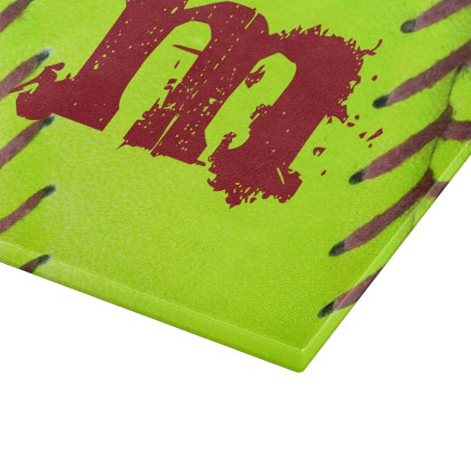 ソフトボールイエロー高速モノグラムガラス切断板 カッティングボード (角)