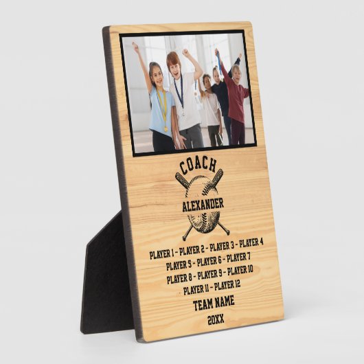ソフトボールカスタムコーチ選手の名前&写真 フォトプラーク (側面)