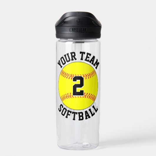 ソフトボールカスタム選手のチーム名とジャージー番号 ウォーターボトル (背面)