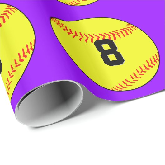 ソフトボールカスタム選手ジャージー番号&カラースポーツ ラッピングペーパー (ロールコーナー)