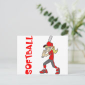 ソフトボールガールこうもり文字 ポストカード (スタンド正面)