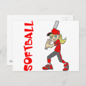 ソフトボールガールこうもり文字 ポストカード (正面/裏面)