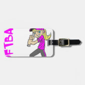 ソフトボールガールこうもり文字 ラゲッジタグ (正面横)