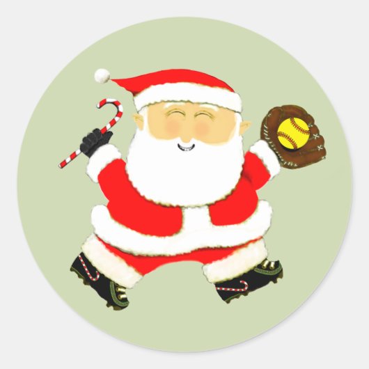 ソフトボールクリスマス ラウンドシール (正面)