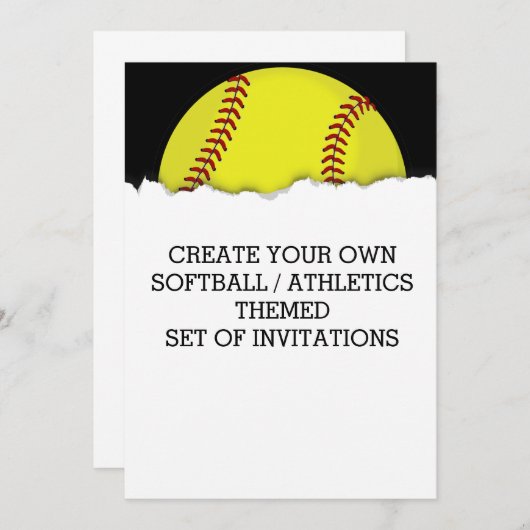 ソフトボールゲームをテーマにした招待状の作成 招待状 (正面/裏面)