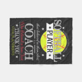 ソフトボールコーチありがとうギフトブランケット フリースブランケット (正面(横))